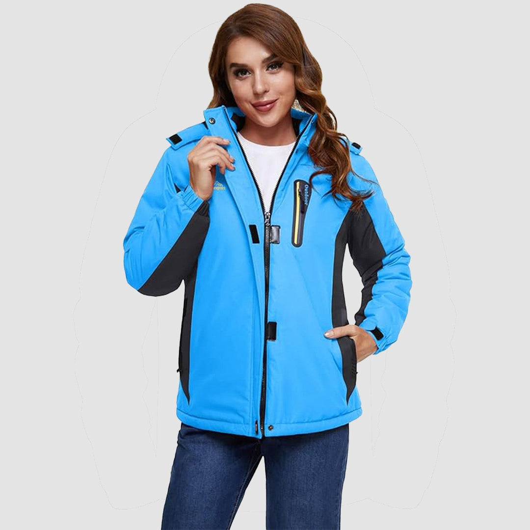 Veste de Ski Femme Imperméable Doublée Polaire à Capuche