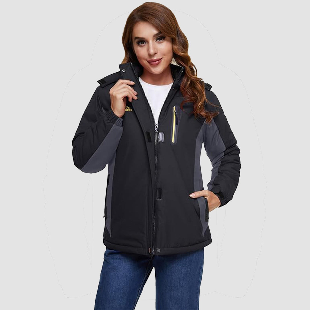 Veste de Ski Femme Imperméable Doublée Polaire à Capuche