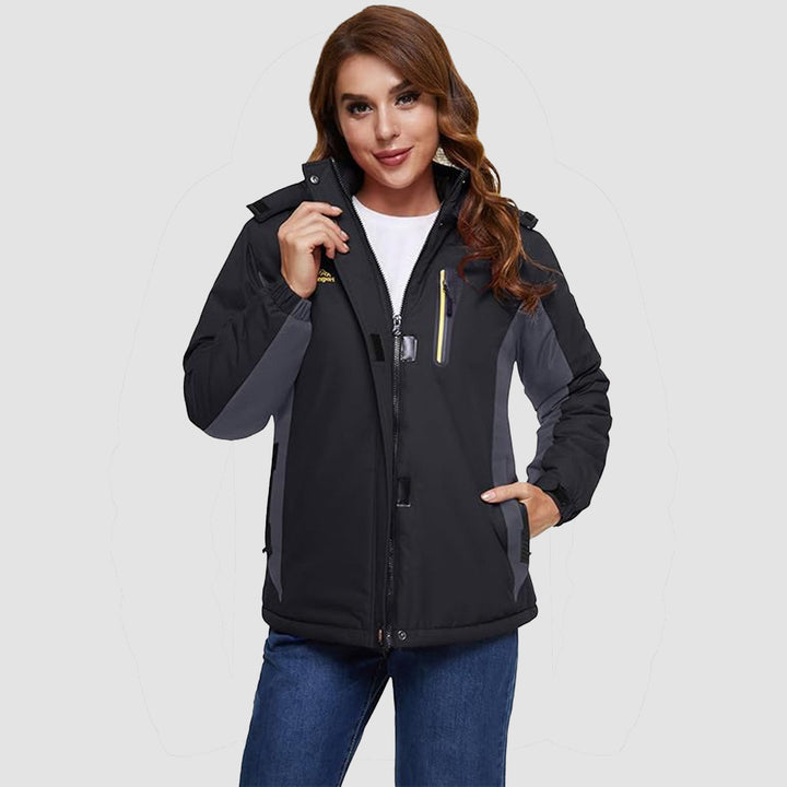 Veste de Ski Femme Imperméable Doublée Polaire à Capuche