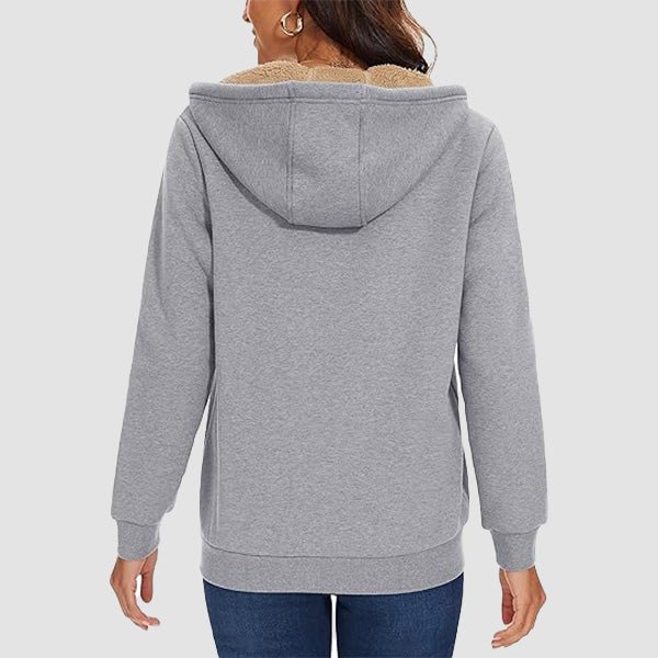 Sweat à Capuche Femme Doublé Sherpa Zippé avec Poches