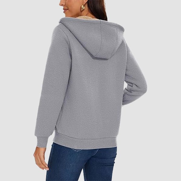 Sweat à Capuche Femme Doublé Sherpa Zippé avec Poches