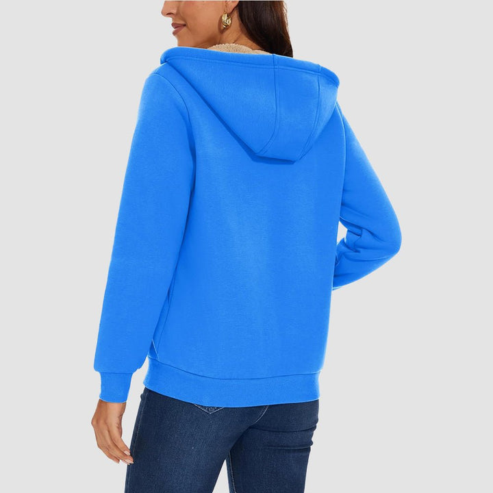 Sweat à Capuche Femme Doublé Sherpa Zippé avec Poches