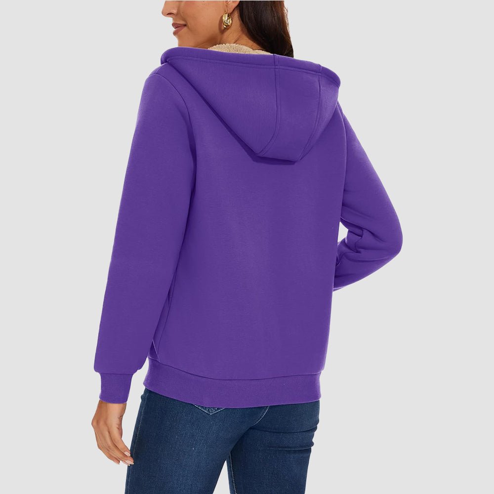 Sweat à Capuche Femme Doublé Sherpa Zippé avec Poches