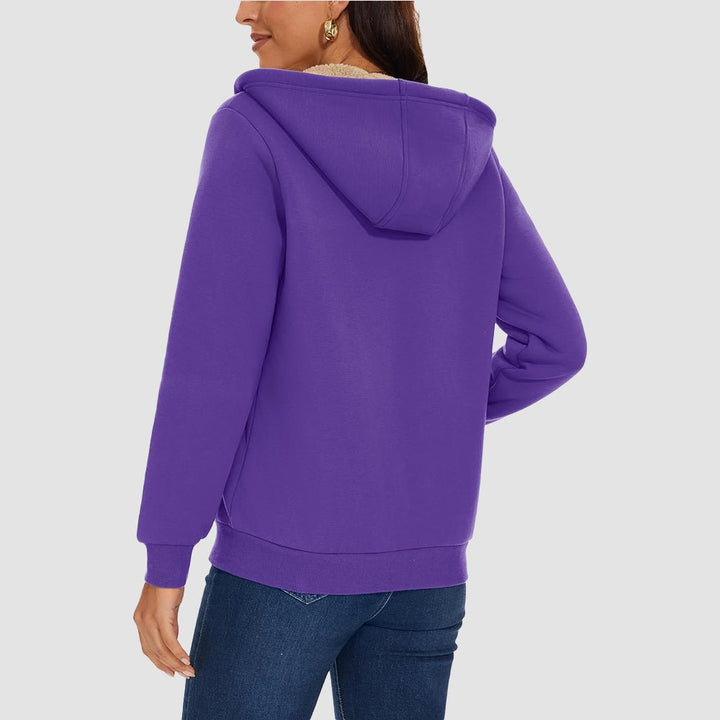 Sweat à Capuche Femme Doublé Sherpa Zippé avec Poches