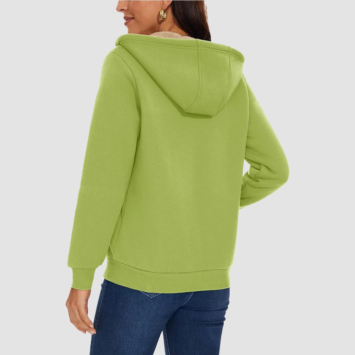 Sweat à Capuche Femme Doublé Sherpa Zippé avec Poches