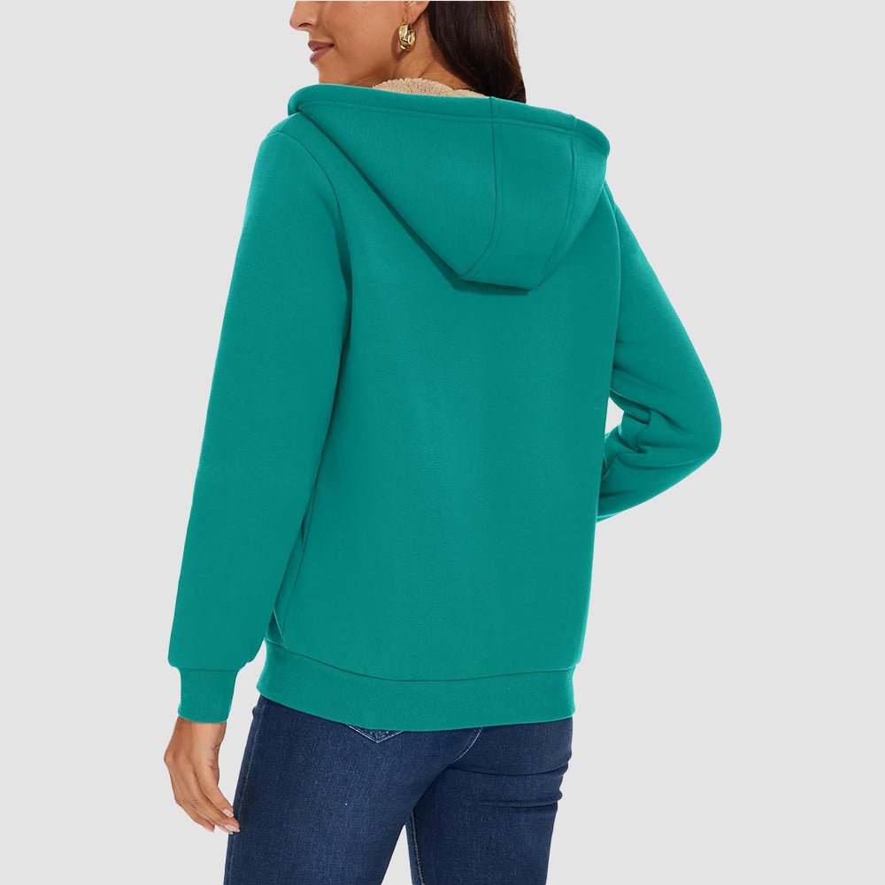 Sweat à Capuche Femme Doublé Sherpa Zippé avec Poches