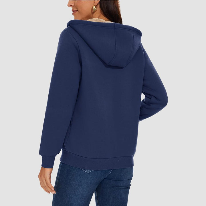 Sweat à Capuche Femme Doublé Sherpa Zippé avec Poches