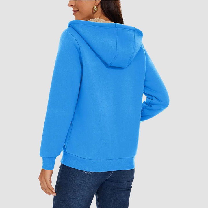 Sweat à Capuche Femme Doublé Sherpa Zippé avec Poches