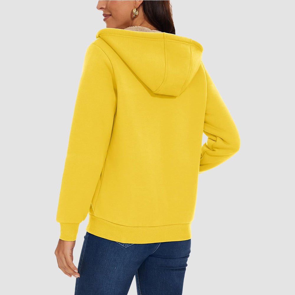 Sweat à Capuche Femme Doublé Sherpa Zippé avec Poches