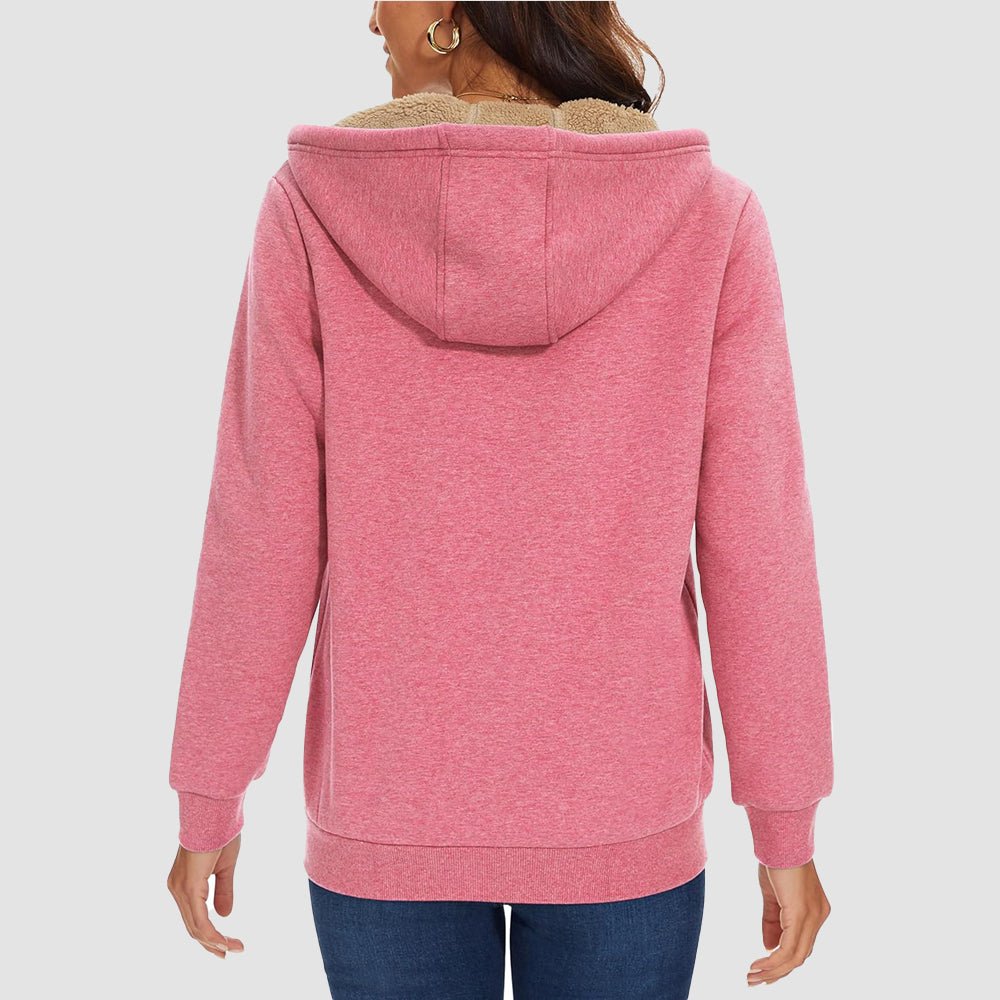 Sweat à Capuche Femme Doublé Sherpa Zippé avec Poches