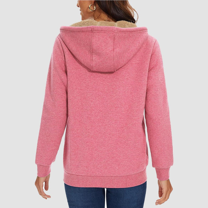 Sweat à Capuche Femme Doublé Sherpa Zippé avec Poches