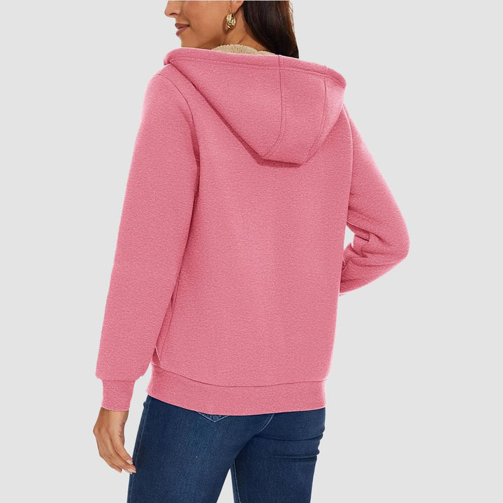 Sweat à Capuche Femme Doublé Sherpa Zippé avec Poches