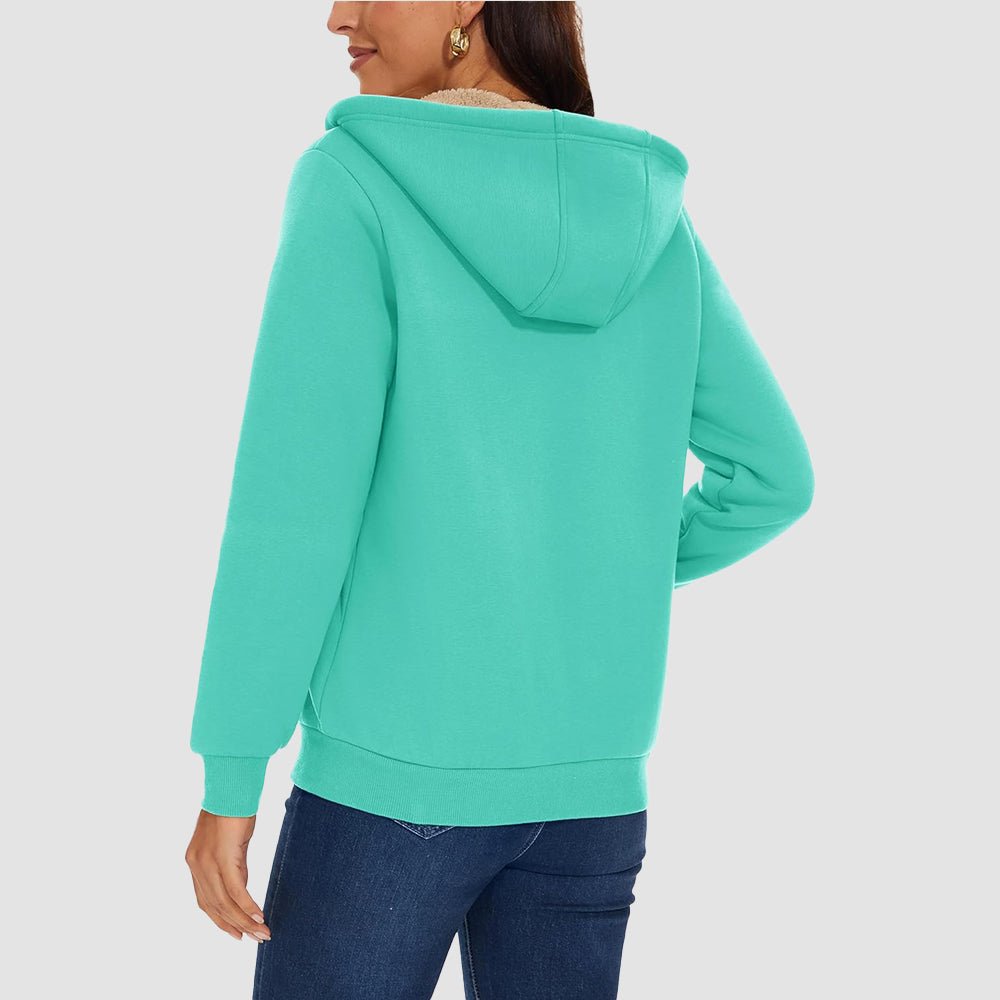 Sweat à Capuche Femme Doublé Sherpa Zippé avec Poches