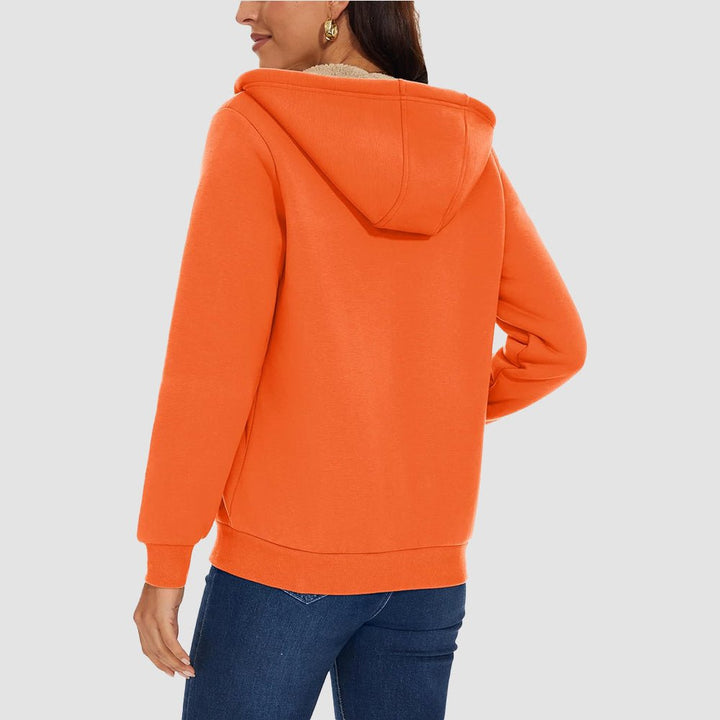 Sweat à Capuche Femme Doublé Sherpa Zippé avec Poches
