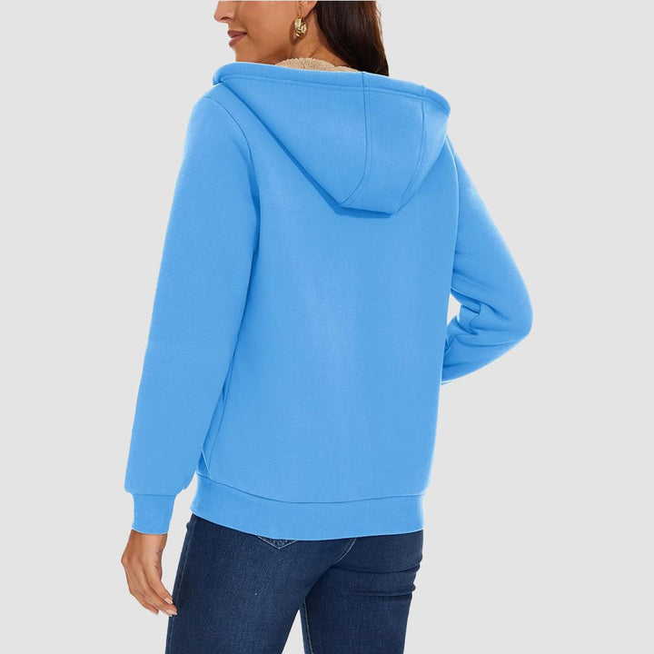 Sweat à Capuche Femme Doublé Sherpa Zippé avec Poches