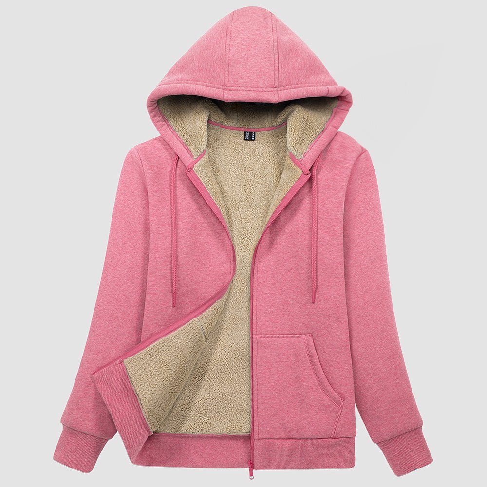 Sweat à Capuche Femme Doublé Sherpa Zippé avec Poches
